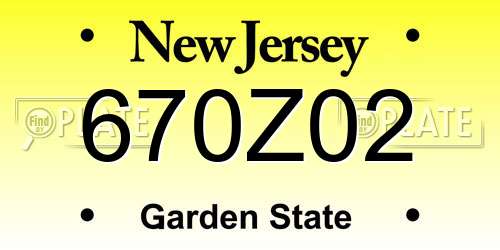 670Z02 New Jersey License Plate