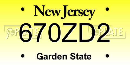 670ZD2 New Jersey License Plate