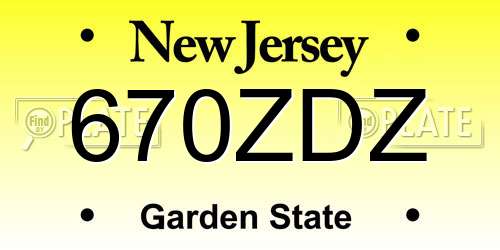 670ZDZ New Jersey License Plate