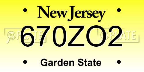 670ZO2 New Jersey License Plate