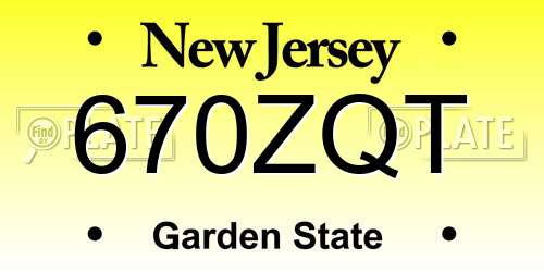 670ZQT New Jersey License Plate