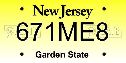 671ME8 New Jersey License Plate