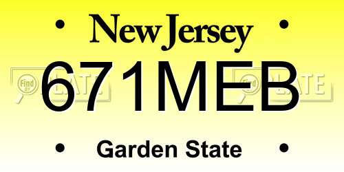 671MEB New Jersey License Plate