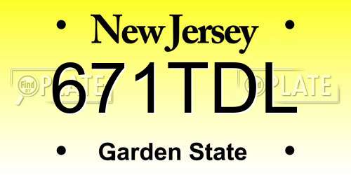 671TDL New Jersey License Plate