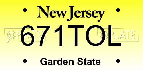 671TOL New Jersey License Plate