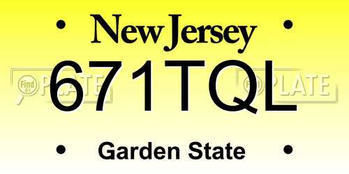 671TQL New Jersey License Plate