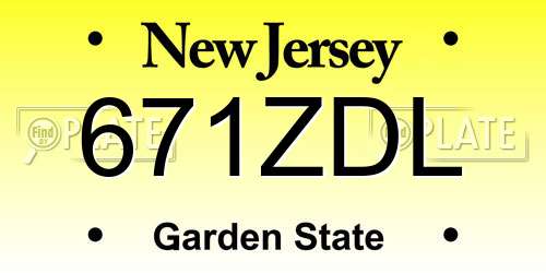 671ZDL New Jersey License Plate