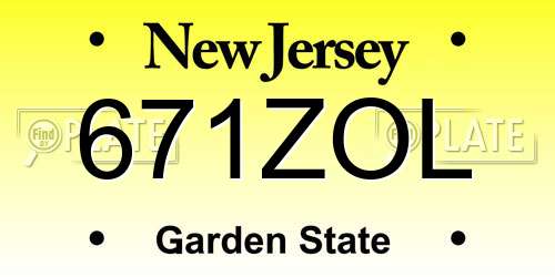 671ZOL New Jersey License Plate