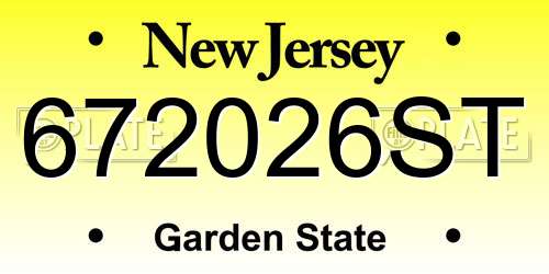 672026ST New Jersey License Plate