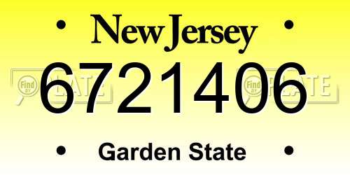 6721406 New Jersey License Plate