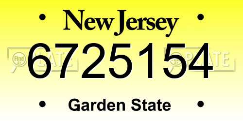 6725154 New Jersey License Plate