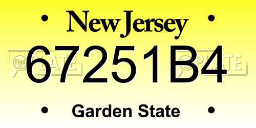 67251B4 New Jersey License Plate