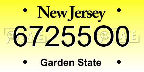 67255O0 New Jersey License Plate