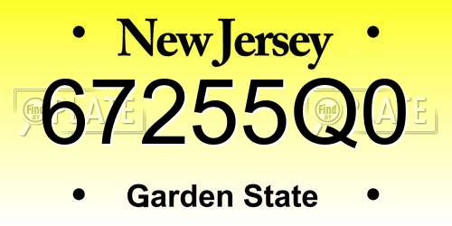 67255Q0 New Jersey License Plate