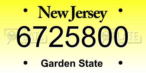 6725800 New Jersey License Plate