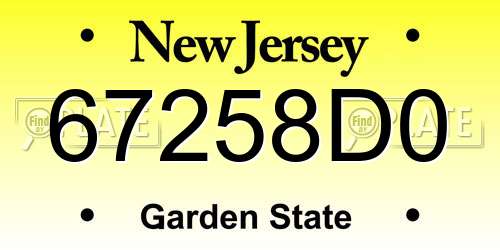 67258D0 New Jersey License Plate