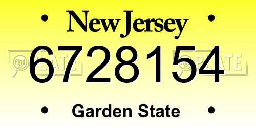 6728154 New Jersey License Plate