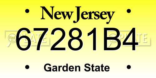67281B4 New Jersey License Plate