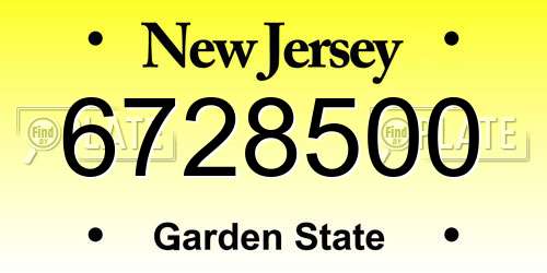 6728500 New Jersey License Plate
