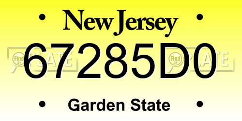 67285D0 New Jersey License Plate