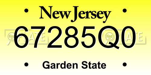 67285Q0 New Jersey License Plate