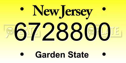 6728800 New Jersey License Plate