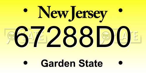67288D0 New Jersey License Plate