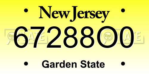 67288O0 New Jersey License Plate