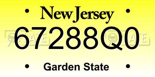 67288Q0 New Jersey License Plate
