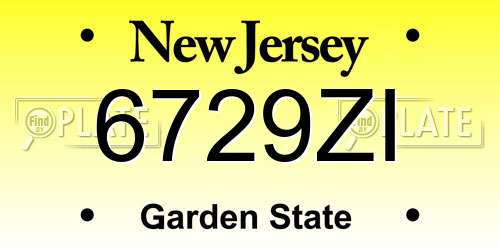 6729ZI New Jersey License Plate