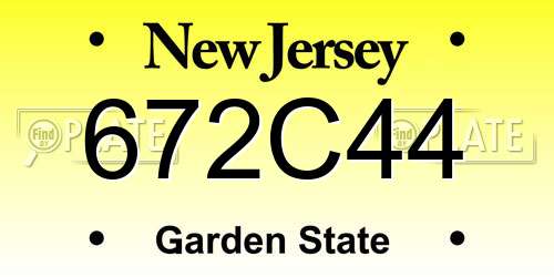 672C44 New Jersey License Plate