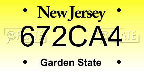 672CA4 New Jersey License Plate