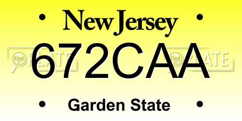 672CAA New Jersey License Plate