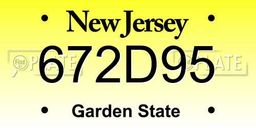 672D95 New Jersey License Plate