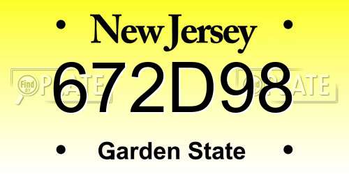 672D98 New Jersey License Plate