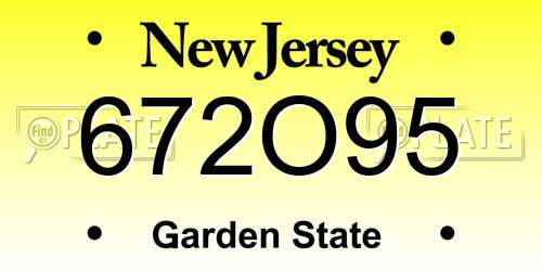 672O95 New Jersey License Plate