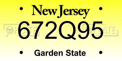 672Q95 New Jersey License Plate