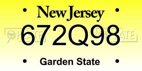 672Q98 New Jersey License Plate