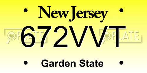 672VVT New Jersey License Plate
