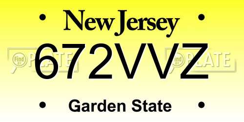 672VVZ New Jersey License Plate