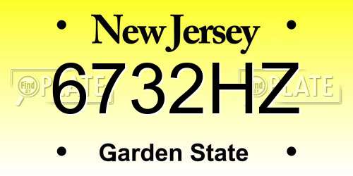 6732HZ New Jersey License Plate