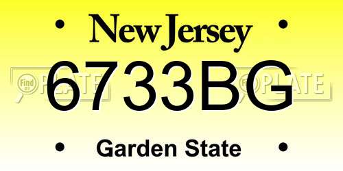 6733BG New Jersey License Plate