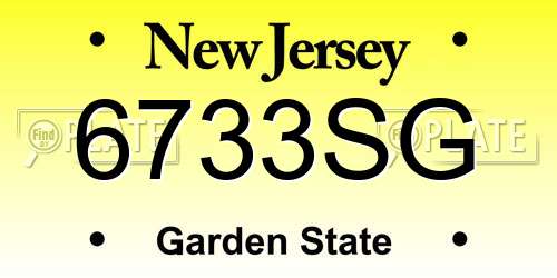 6733SG New Jersey License Plate