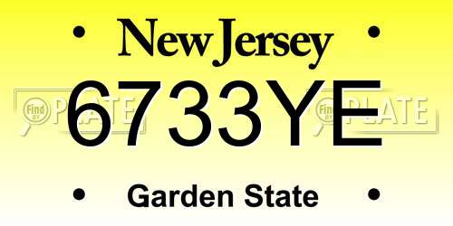 6733YE New Jersey License Plate