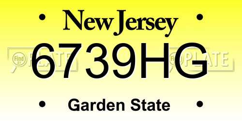 6739HG New Jersey License Plate