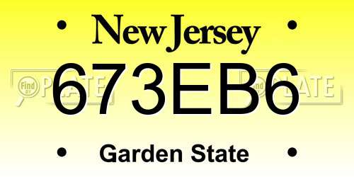 673EB6 New Jersey License Plate
