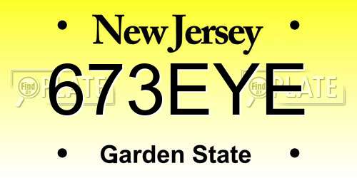 673EYE New Jersey License Plate