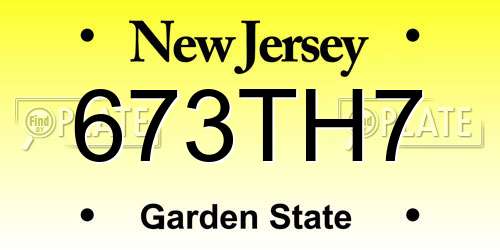 673TH7 New Jersey License Plate