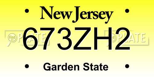 673ZH2 New Jersey License Plate