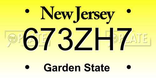 673ZH7 New Jersey License Plate